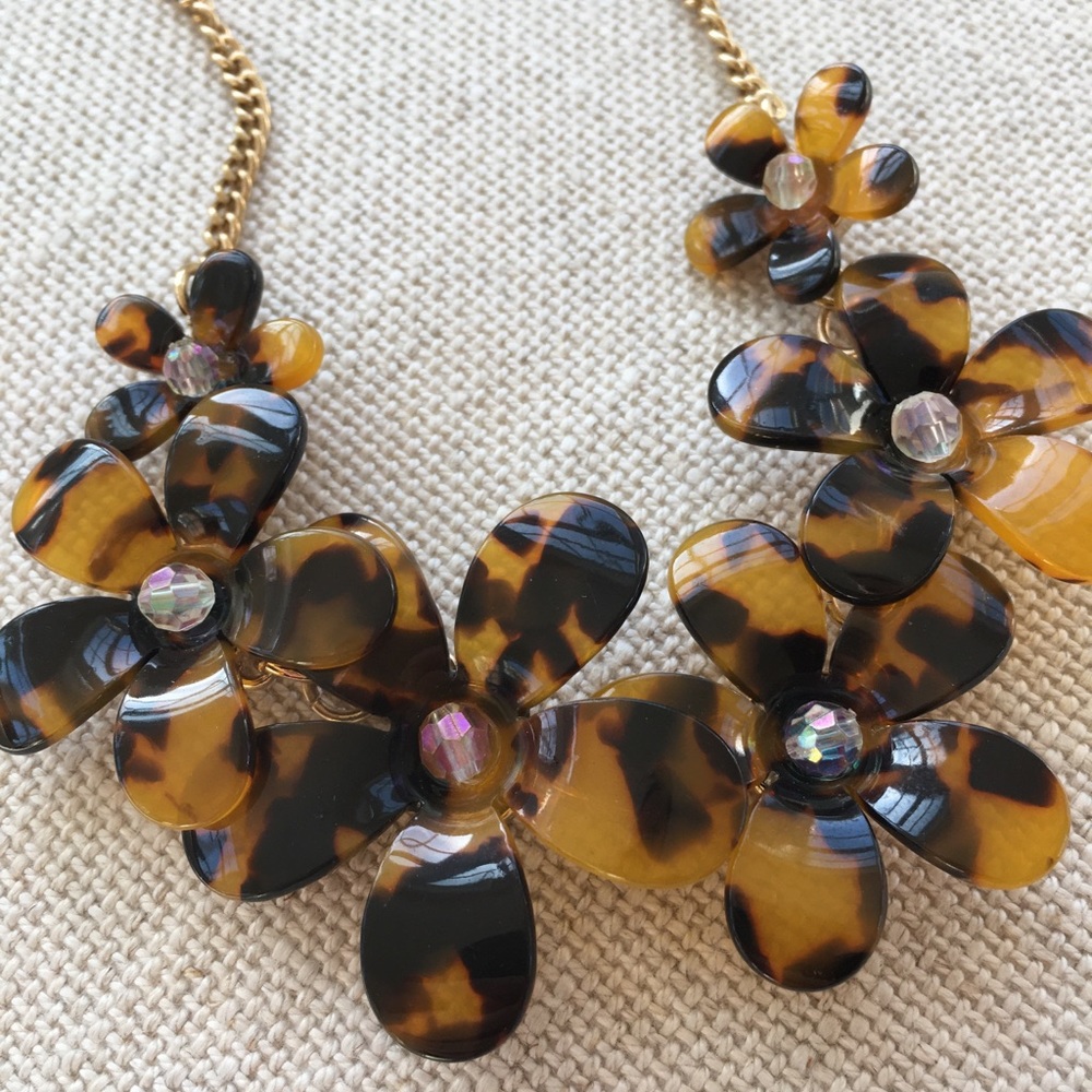 J.Crew Tortoise Shell Flower Necklace